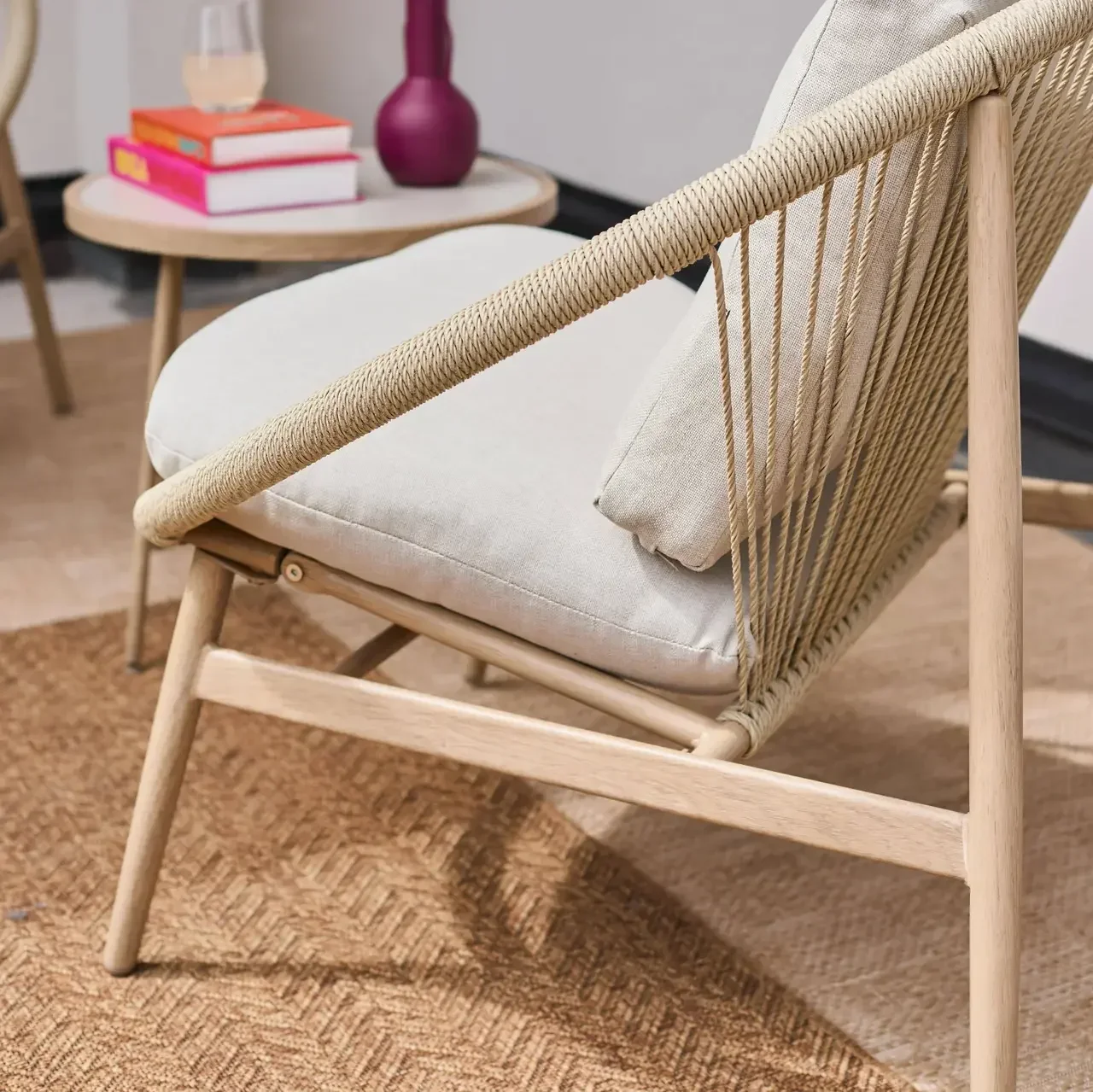 Salon de jardin 2 fauteuils rotin synthétique acier table basse