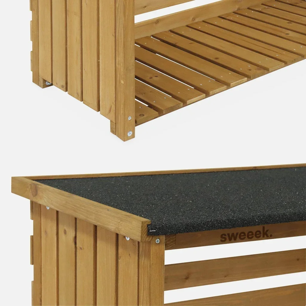Abri bûches en sapin 120 cm - Rangement bois extérieur avec toiture bitumée