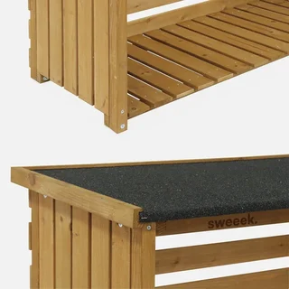 Abri bûches en sapin 120 cm - Rangement bois extérieur avec toiture bitumée