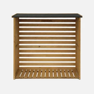 Abri bûches en sapin 120 cm - Rangement bois extérieur avec toiture bitumée