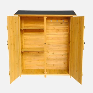 Abri de jardin bois sapin 4 compartiments rangement outils 140cm