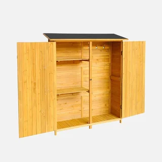 Abri de jardin bois sapin 4 compartiments rangement outils 140cm