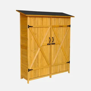 Abri de jardin bois sapin 4 compartiments rangement outils 140cm