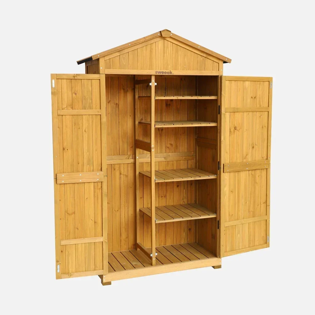 Abri de jardin bois sapin 6 casiers rangement outils 105 cm