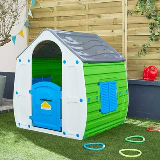 Cabane enfant plastique LOU - Maisonnette jardin extérieur intérieur avec porte et fenêtre