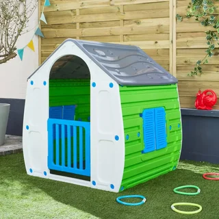 Cabane enfant plastique LOU - Maisonnette jardin extérieur intérieur avec porte et fenêtre