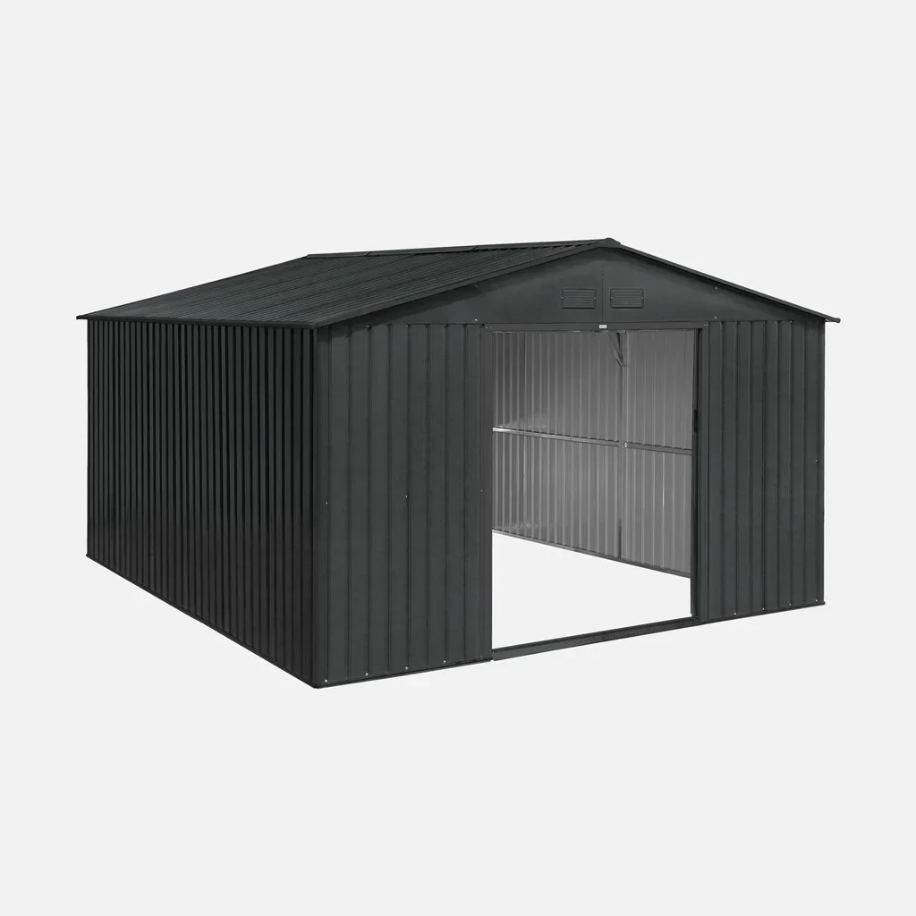 Abri de jardin métal 12,99 m² avec kit ancrage - Grand rangement extérieur