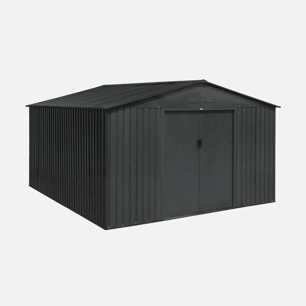 Abri de jardin métal 12,99 m² avec kit ancrage - Grand rangement extérieur