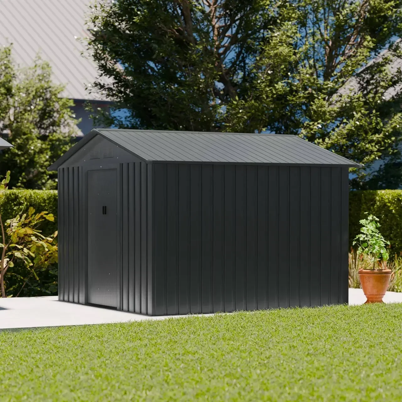 Abri de jardin métal 7,06 m² anthracite avec kit ancrage inclus
