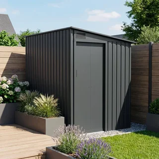 Abri jardin acier galvanisé 2,91m² porte coulissante anthracite