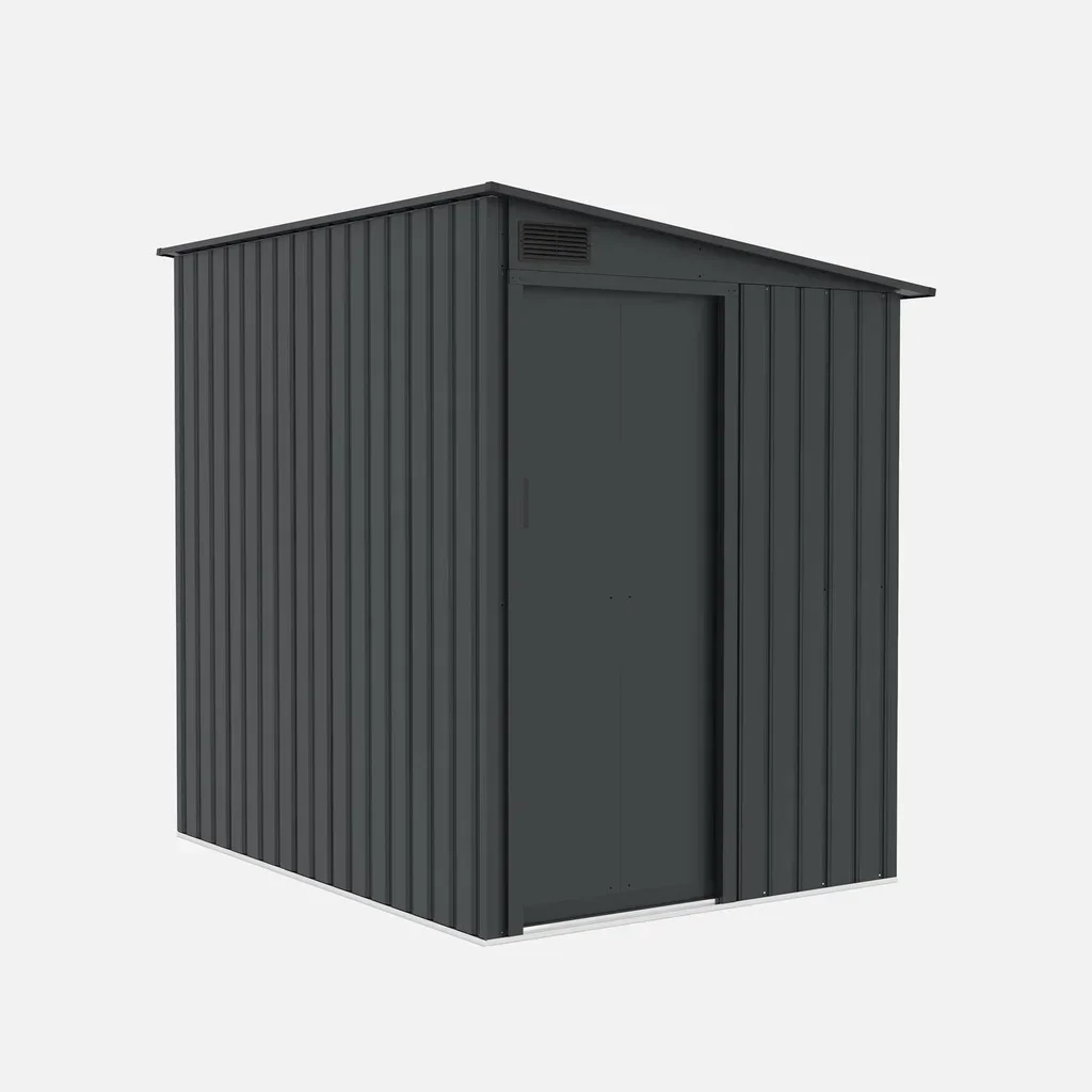 Abri jardin acier galvanisé 2,91m² porte coulissante anthracite