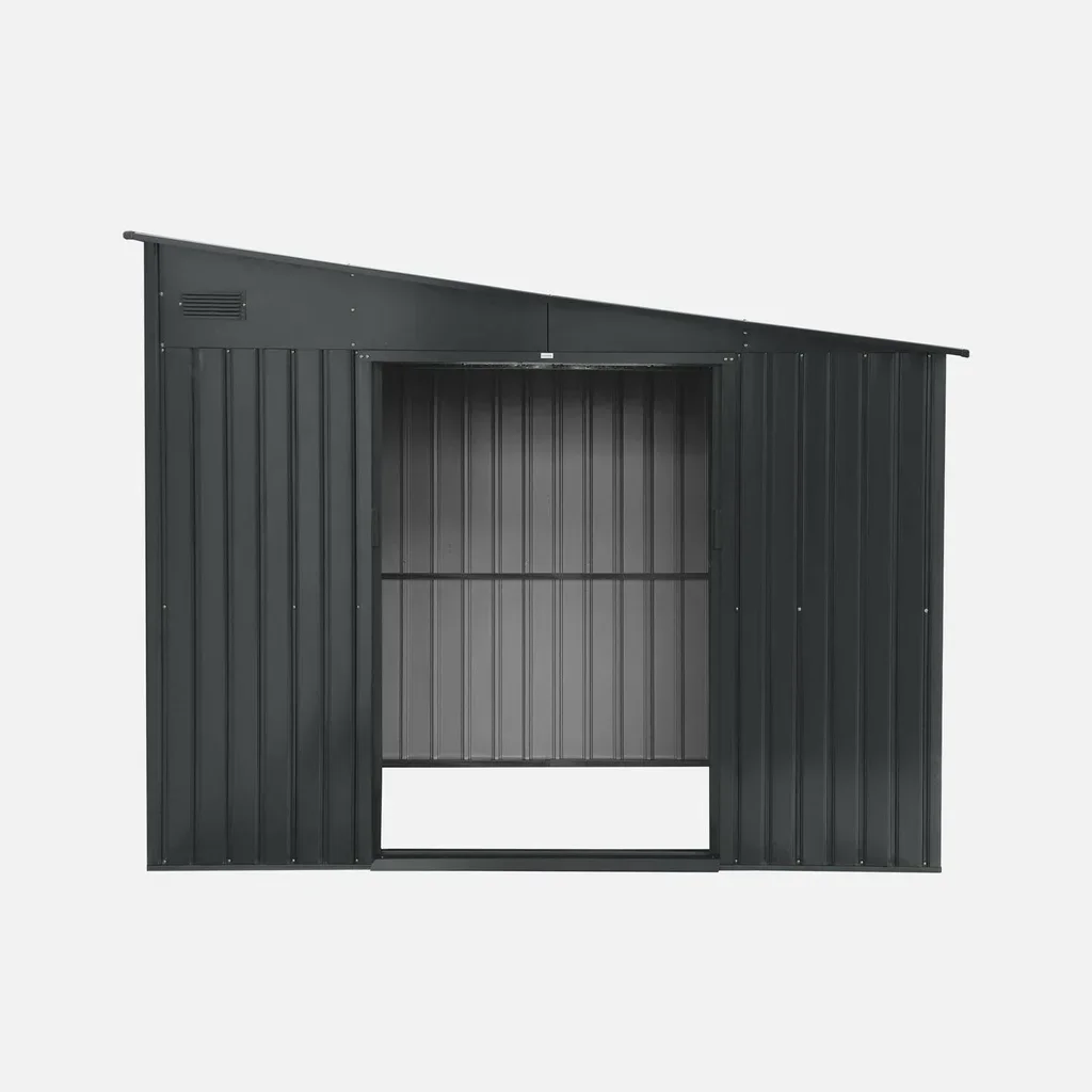 Abri de jardin adossable métal 8,96m² anthracite verrouillable