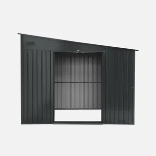 Abri de jardin adossable métal 8,96m² anthracite verrouillable
