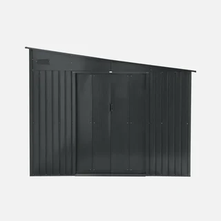 Abri de jardin adossable métal 8,96m² anthracite verrouillable