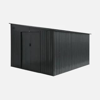 Abri de jardin adossable métal 8,96m² anthracite verrouillable