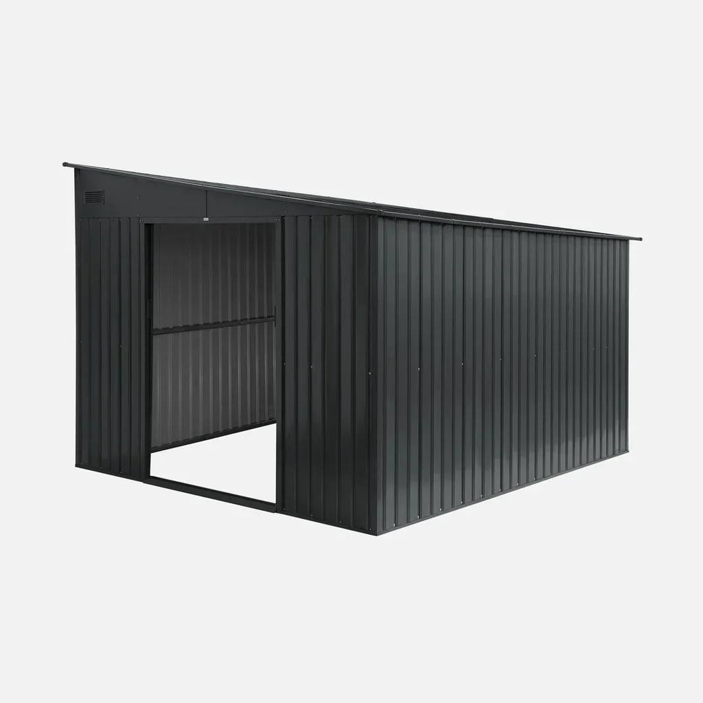 Abri de jardin adossable métal 8,96m² anthracite verrouillable