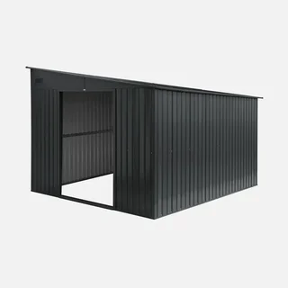 Abri de jardin adossable métal 8,96m² anthracite verrouillable