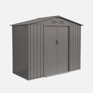 Abri de jardin métal anthracite 2,71 m² avec portes coulissantes et kit d'ancrage