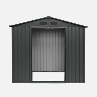 Abri de jardin métal 2,71 m² anthracite avec kit ancrage et portes coulissantes