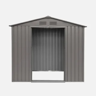 Abri de jardin métal anthracite 2,71 m² avec portes coulissantes et kit d'ancrage