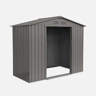 Abri de jardin métal anthracite 2,71 m² avec portes coulissantes et kit d'ancrage