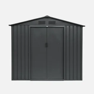 Abri de jardin métal 2,71 m² anthracite avec kit ancrage et portes coulissantes