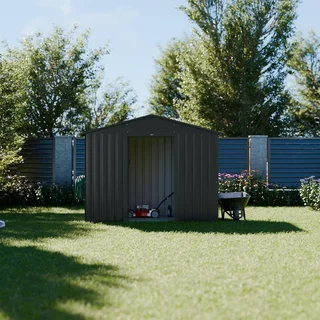 Abri de jardin métal 2,71 m² anthracite avec kit ancrage et portes coulissantes