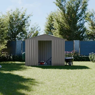 Abri de jardin métal anthracite 2,71 m² avec portes coulissantes et kit d'ancrage