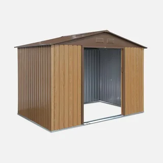 Abri jardin métal 5,29m² anthracite portes coulissantes kit ancrage
