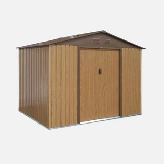 Abri jardin métal 5,29m² anthracite portes coulissantes kit ancrage