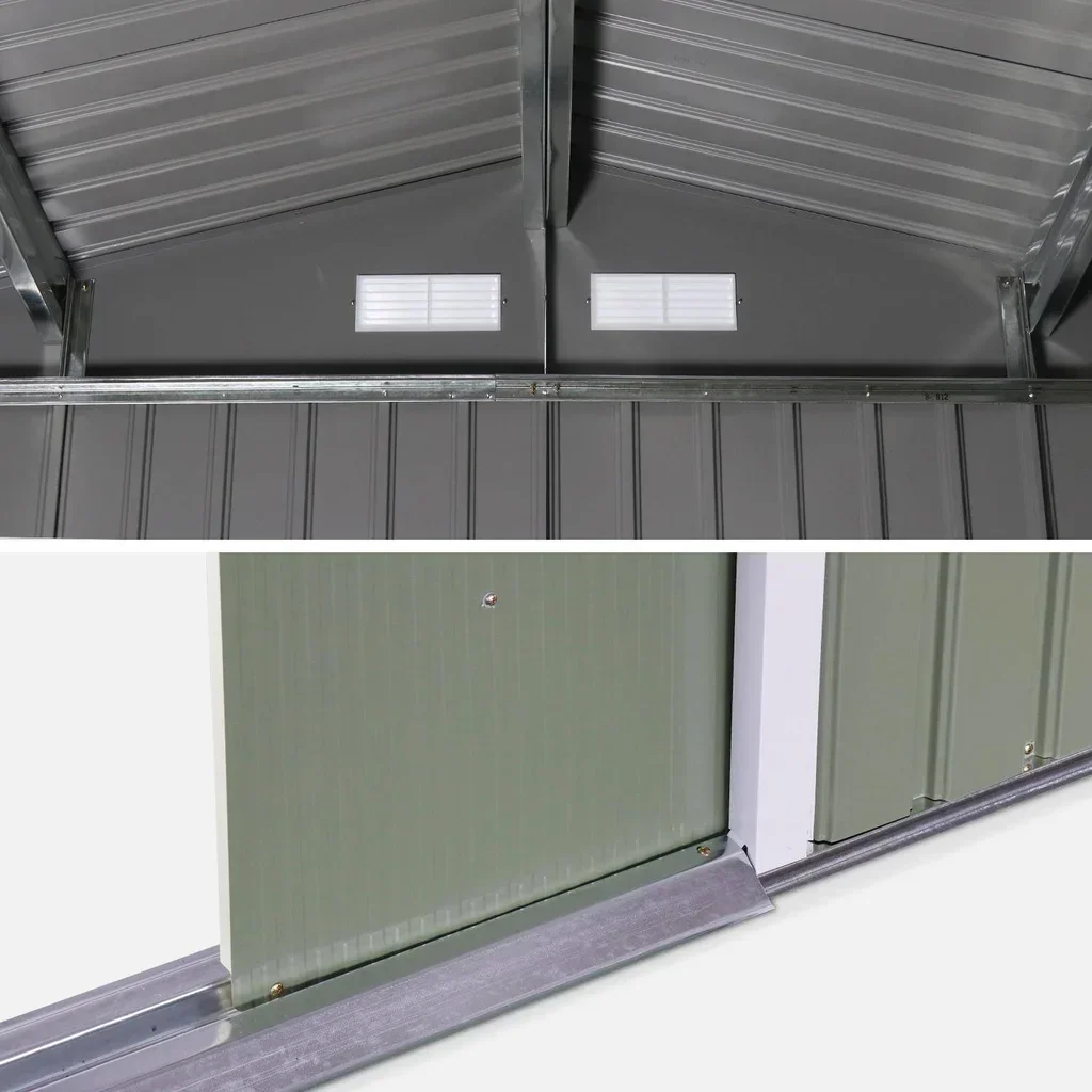 Abri de jardin métal 5,29 m² anthracite avec kit ancrage