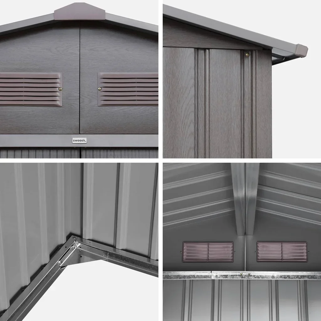 Abri de jardin métal 5,29 m² anthracite avec kit ancrage inclus