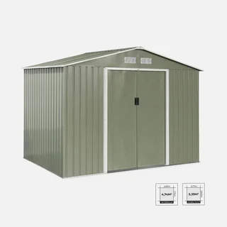 Abri de jardin métal 5,29 m² anthracite avec kit ancrage