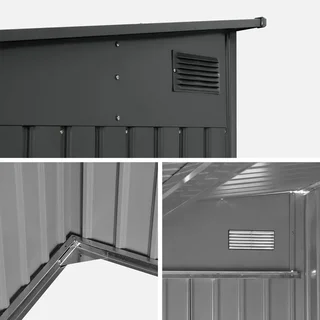 Abri jardin métal adossable 5,5m² anthracite porte coulissante