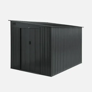 Abri jardin métal adossable 5,5m² anthracite porte coulissante