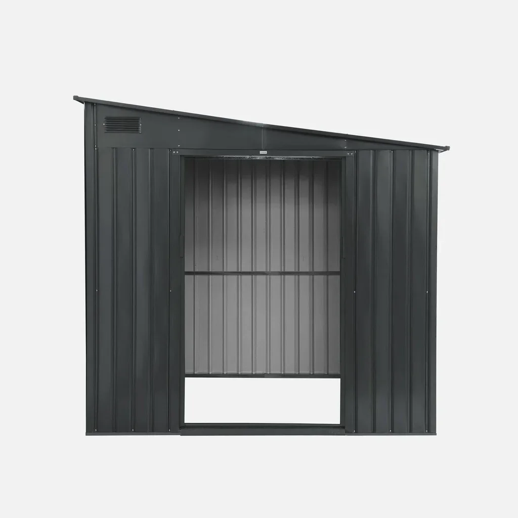 Abri jardin métal adossable 5,5m² anthracite porte coulissante