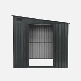 Abri jardin métal adossable 5,5m² anthracite porte coulissante