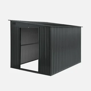 Abri jardin métal adossable 5,5m² anthracite porte coulissante
