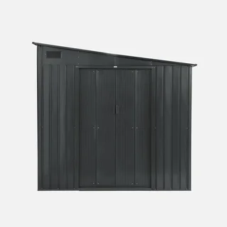 Abri jardin métal adossable 5,5m² anthracite porte coulissante