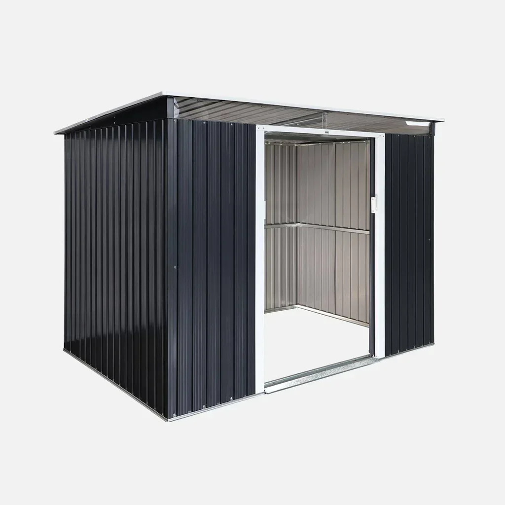 Abri de jardin métallique 4,72m² anthracite avec puits de lumière et kit d'ancrage
