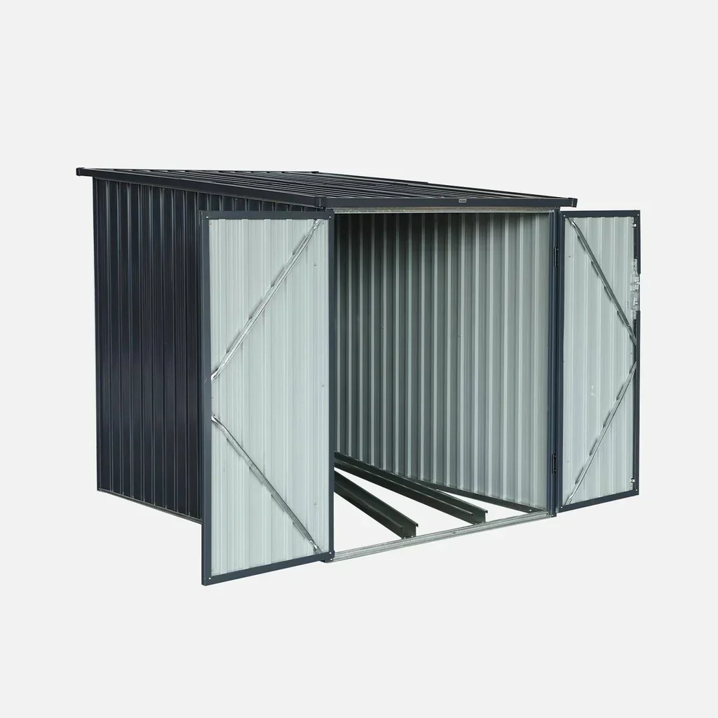 Abri rangement 2 vélos acier galvanisé ancrage sol extérieur