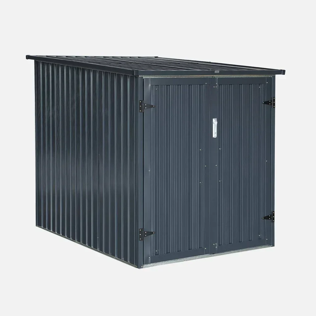 Abri rangement 2 vélos acier galvanisé ancrage sol extérieur