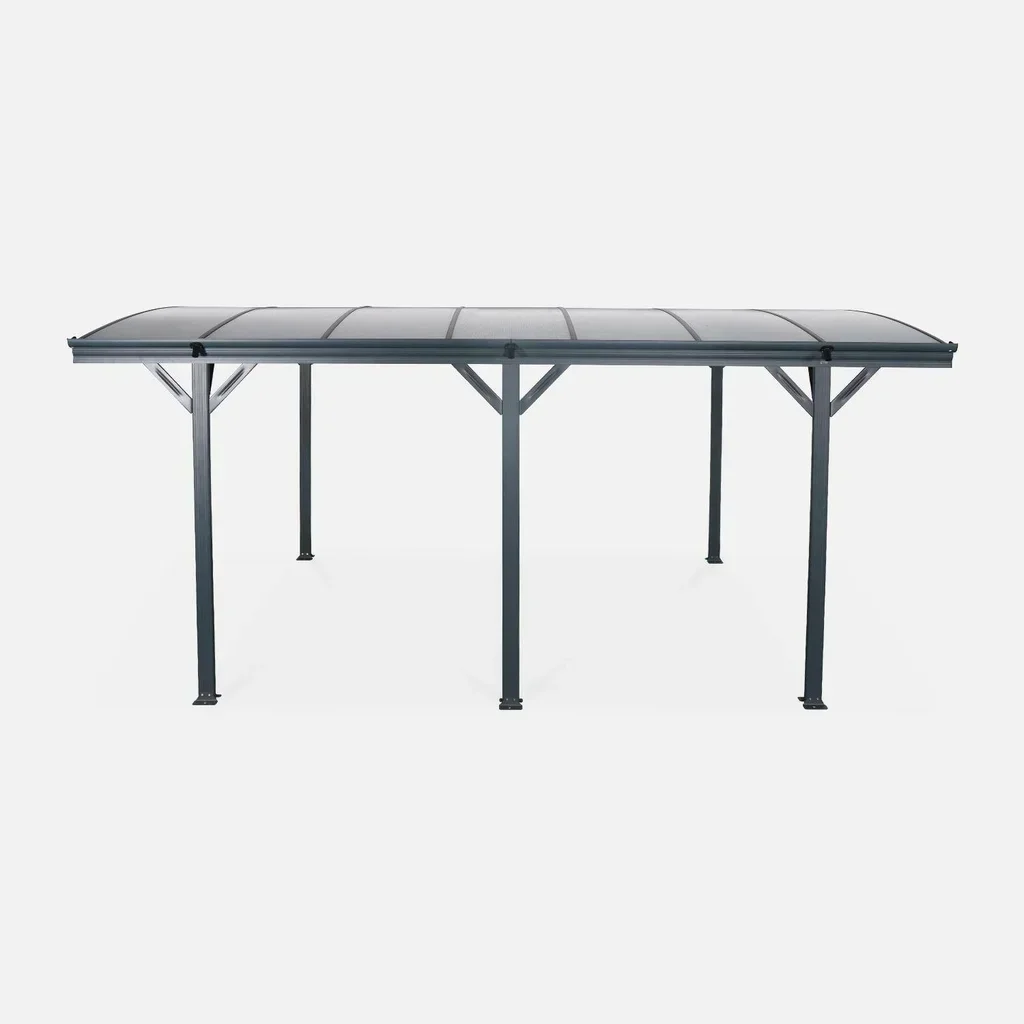 Carport aluminium 15m² toit polycarbonate transparent anti-UV Le Mans