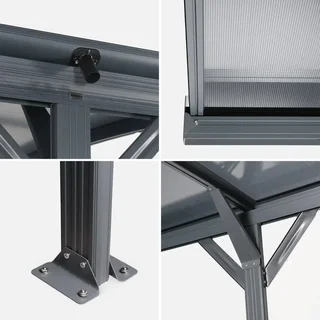 Carport aluminium 15m² toit polycarbonate transparent anti-UV Le Mans
