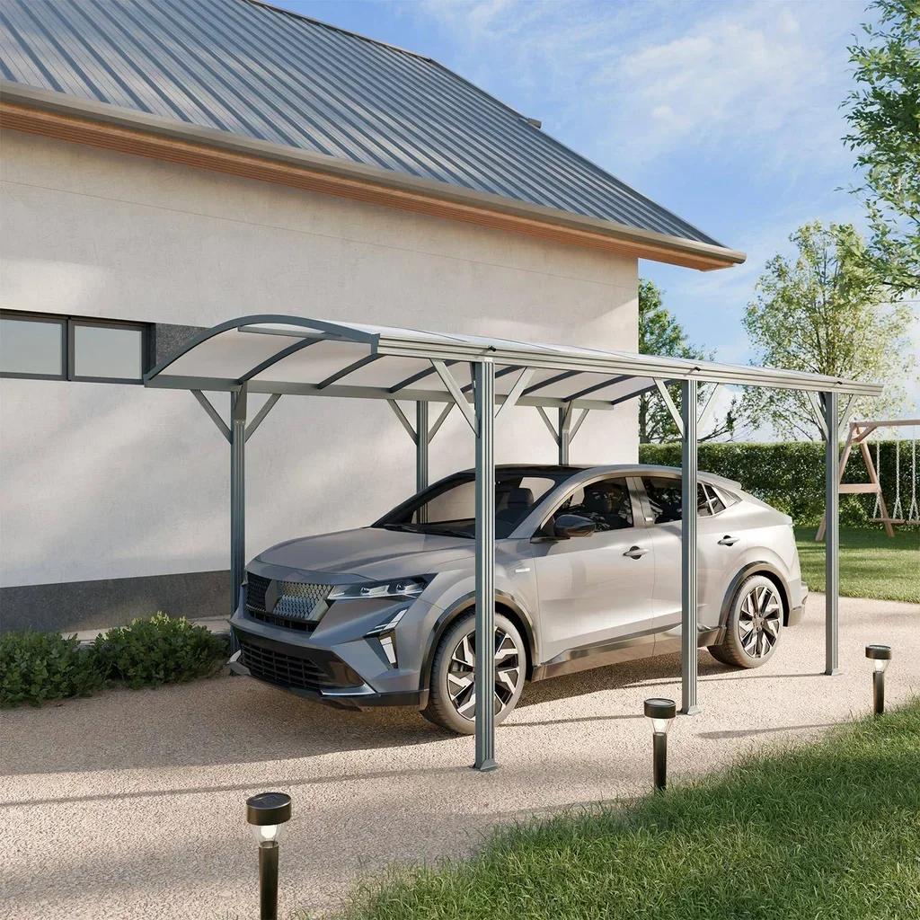 Carport aluminium 15m² toit polycarbonate transparent anti-UV Le Mans