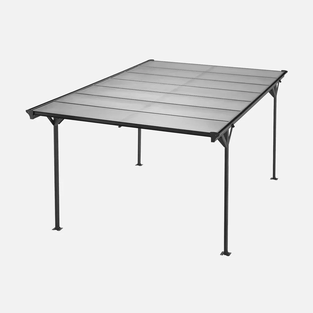 Carport aluminium 15m² toit polycarbonate transparent abri voiture