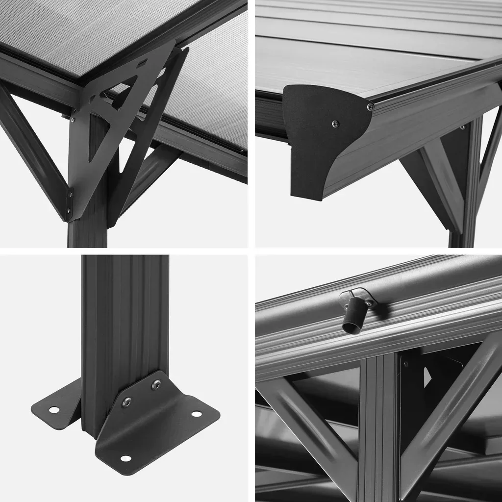 Carport aluminium 15m² toit polycarbonate transparent abri voiture