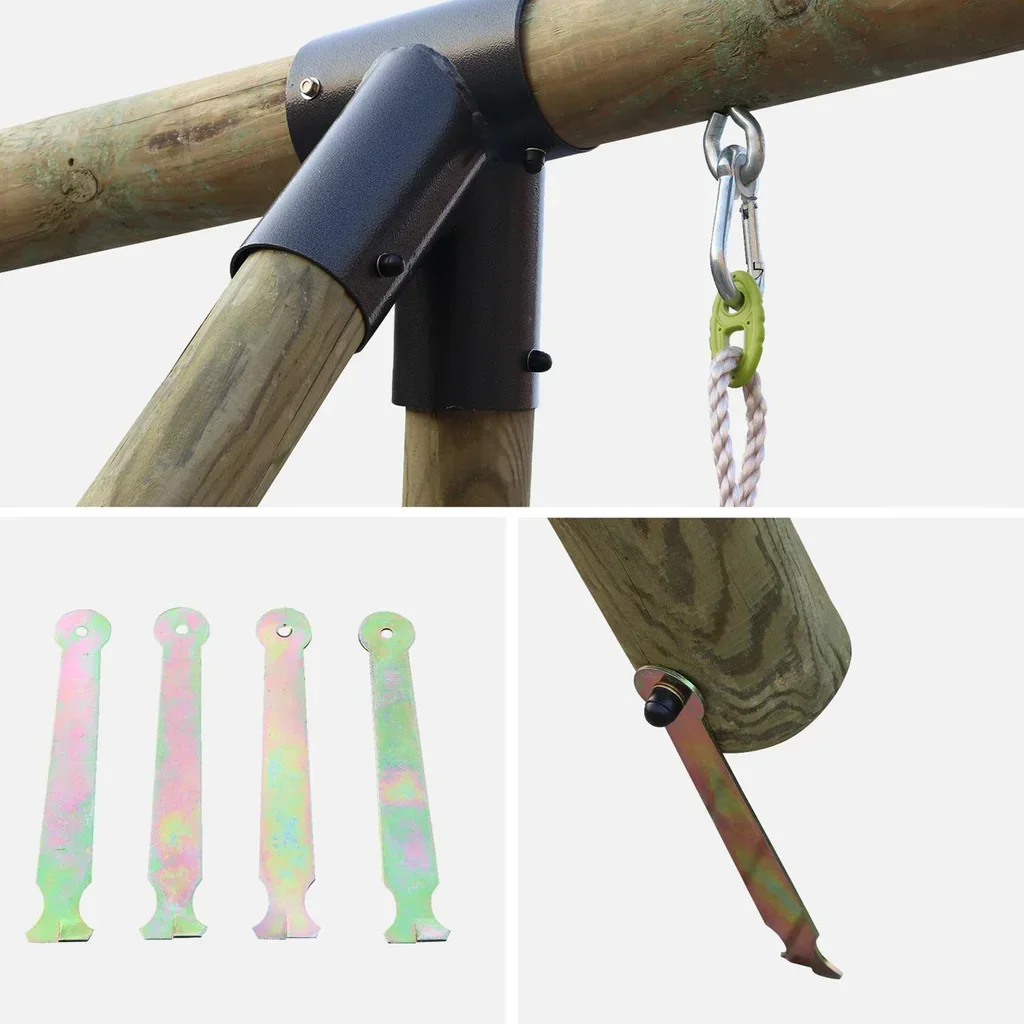 Portique bois Mistral avec balançoire et échelle de corde pour enfants 3-12 ans
