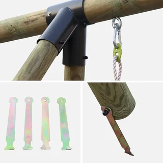 Portique bois Mistral avec balançoire et échelle de corde pour enfants 3-12 ans