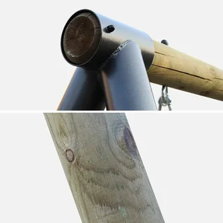 Naroit Spielturm mit gegenüberliegenden Schaukeln für 4 Kinder kesseldruckimprägniertes Kiefernholz grün Garten Spielplatz